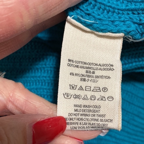 Free People Downtown Long Sleeve Asymmetrical Sweater Turquoise Dolman Sz S - Picture 14 of 15